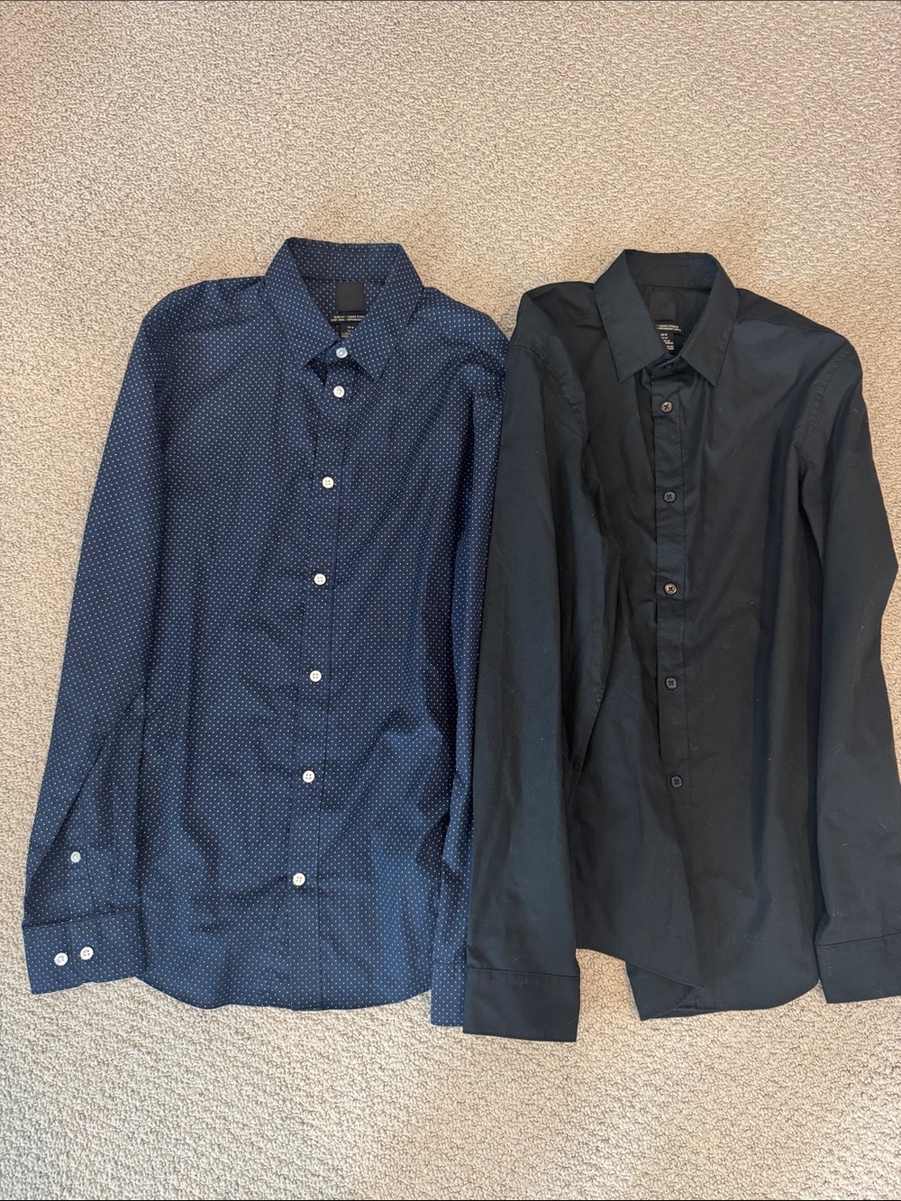 H&M Navy Dot & Black Men's Dress Shirts Bundle